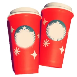 16oz PP plastic red coffee travel mug with lid reusable cup insulated portable drinkware