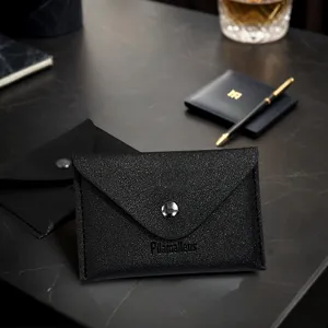 Schwarzer PU-Leder Kartenhalter Geldbeutel mit Druckknopf für Alltag und Business Hauptbild