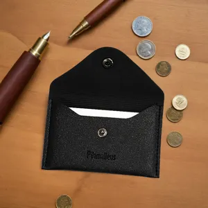 Schwarzer PU Leder Kartenetui minimalistische Briefumschlag Geldbörse tragbare Visitenkartentasche