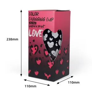 24oz color changing cup plastic straw tumbler with pink leopard print gift box packaging