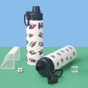 Outdoor sports water bottle with football pattern portable metal cycling fitness bottle