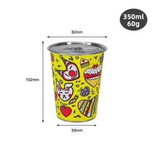 Edelstahl Becher 350ml Bunte Cartoon Druck Trinkbecher Tragbare Kaffeetasse 82x102mm
