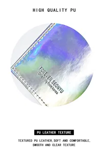 Detailaufnahme Laser PU Leder Geldbörse, holografische Textur und kompakter Kartenhalter.