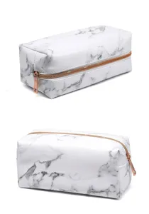 Weißer Marmor Kosmetiktasche Kulturbeutel Reise Make-up Organizer mit Reißverschluss