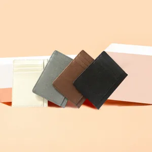 Kartenhalter aus PU-Leder im koreanischen Stil für Damen Schlankes Münzetui mit mehreren Fächern Unifarben Minimalistische tragbare Business-Geldbörse