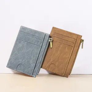 Minimalistisches PU Leder Reissverschluss Etui, kleine Geldbörse und Kreditkartenhalter.