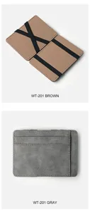 Porte-cartes minimaliste en cuir synthétique dépoli avec bandes élastiques pour hommes.