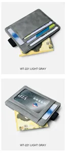 Men PU leather card holder wallet with elastic band multi-card slots grey model WT-221