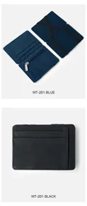 Vue détaillée du porte-cartes portefeuille magique homme, cuir mat avec poche zippée.
