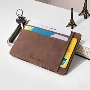 Magic Wallet Porte-cartes pour Hommes Femmes Cuir PU Mat Mince Porte-monnaie Avec Fermeture Éclair Fentes Multiples Étui à Cartes de Crédit Minimaliste
