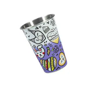 Valentine's Day 304 Stainless Steel Cup 500ml Camping Rolled Edge Cold Drink Coffee Mug