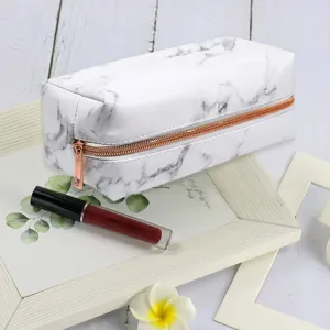 Marmor muster kosmetiktasche mit grossem kapazitat und roségold reissverschluss für reisen