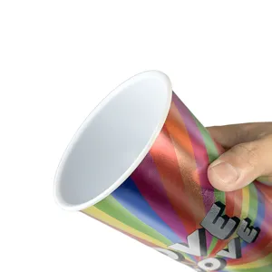 24oz Regenbogen Laser Plastik Wasserbecher Bunte PP Heißprägung Tasse mit 3D Buchstaben
