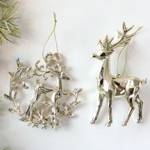 Gouden champagne acryl hert hangende ornamenten voor kerstboom feest decoratie set.