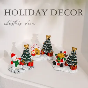Weihnachtsfeier Harz Miniatur Ornamente Set, Schneemann und Tannenbaum Tischdeko.