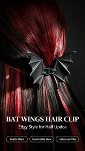Black bat wings hair clip gothic hair claw for women Halloween gothic style half up hair styling