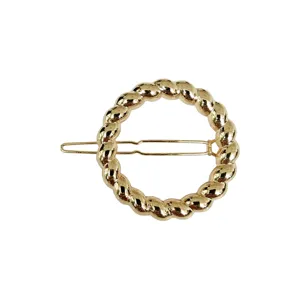 Fermaglio per capelli cerchio torto dorato molletta metallica geometrica elegante donna
