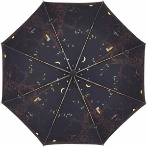 Three-fold automatic sun rain umbrella with giraffe pattern, lightweight aluminum fiber frame.