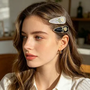French vintage rose hair clip elegant enamel side hairpin sweet fashion hair accessories