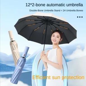 Parapluie pliante automatique 24 baleines double baleine protection solaire parapluie