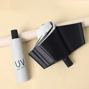 Compact UV protection folding umbrella with capsule case, portable sun shade umbrella.