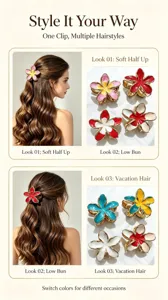 Set di mollette per capelli a fiore di plumeria smaltate simpatico accessorio per capelli