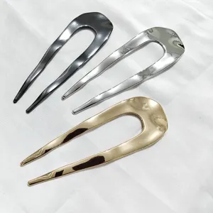 Forcina per capelli a U minimalista, fermaglio metallico per chignon eleganti e accessori.