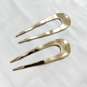 Forcina per capelli a U in metallo dorato minimalista elegante accessorio per acconciatura