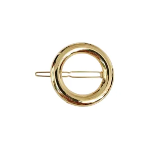 Fermaglio per capelli rotondo geometrico dorato da donna, forcina in metallo elegante.