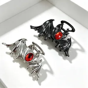 Gothic bat wing hair claw clip metal rhinestone shark hair clip for women styling