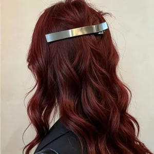 Minimalist metal hair clip large rectangular barrette for women elegant back head hair styling