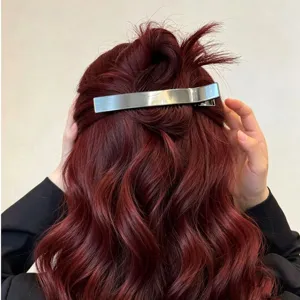 Minimalist metal hair clip for women, large rectangular duckbill clip for elegant half-up hairstyles.