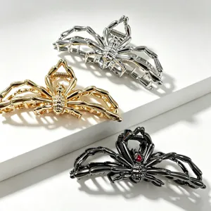 Gothic metal spider hair claw clips, stylish statement fashion hair accessories.