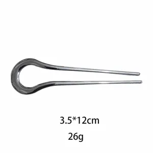 Alloy U-shaped hair fork minimalist metallic bun pin styling hair accessory for women