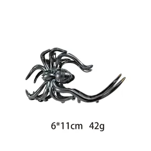 Gothic metal spider hair claw clip for Halloween styling, large size hair accessory for women.