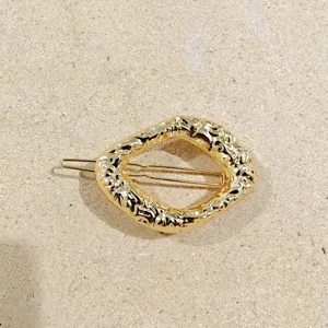 Fermaglio per capelli geometrico irregolare in metallo dorato da donna accessorio elegante