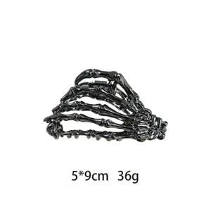 Gothic skeleton hand metal hair claw clip, Halloween spooky hair accessory, 5x9cm 36g.