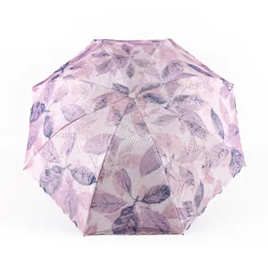 Parapluie Anti UV Femme Double Couche Broderie Dentelle Pliant Ombrelle Pluie et Soleil.
