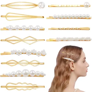 Alloy Geometric Gold Silver Artificial Pearl Hair Clips Collection For Women Fashion Commute Bobby Pins Hair Accessories