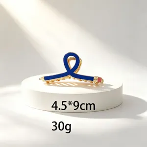 Creative pencil shaped hair claw clip metal blue hair catcher for women and girls daily wear