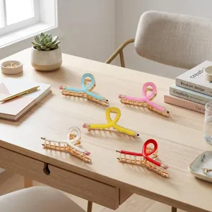 Metal pencil hair claw clip cute aesthetic claw clips creative hair accessories for women girls