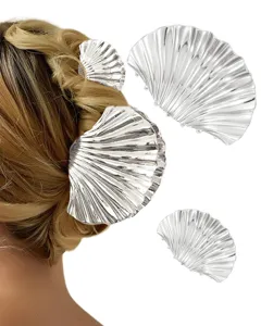 Silver Seashell Hair Claw Clip Set Alloy Shark Clip Hair Accessories for Women Girls