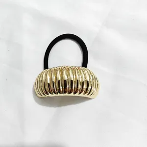 Elastico per capelli geometrico semicerchio in metallo dorato fermacoda minimalista chic