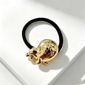 Modieus gouden Loopy karakter haarelastiek zwart elastisch haarwiel paardenstaart accessoire