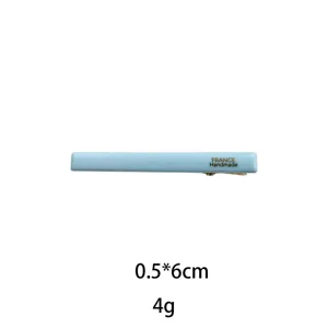 Detailed view of light blue metal hair clip barrette, featuring compact size 0.5x6cm.