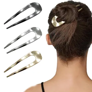 Forcina a U in Lega di Zinco Minimalista Occidentale Stile Cinese Bun Hair Stick Copricapo Moda Accessori per Capelli Donna