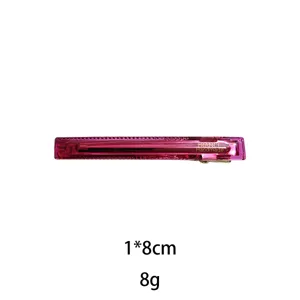 Pink rectangular hair clip handmade style side barrette 1x8cm light weight 8g hair accessory