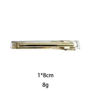 Gold metal hair clip transparent barrette elegant fashion side hair pin size 1x8cm