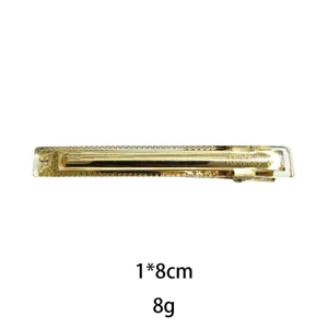 Golden metal hair clip detail, 1x8cm compact size, elegant side barrette for daily wear.