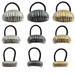 Elastico per capelli geometrico semicircolare in lega metallica minimalista per coda di cavallo.